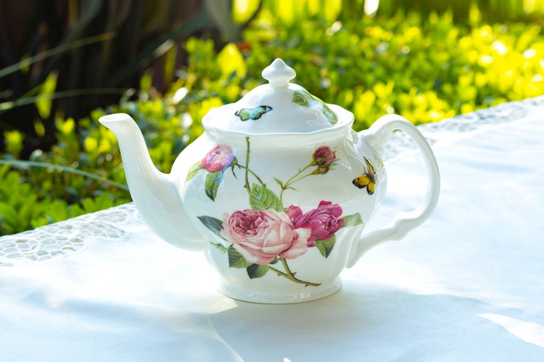 Kensington Pink Rose Bone China Teapot Gracie Bone China Etsy