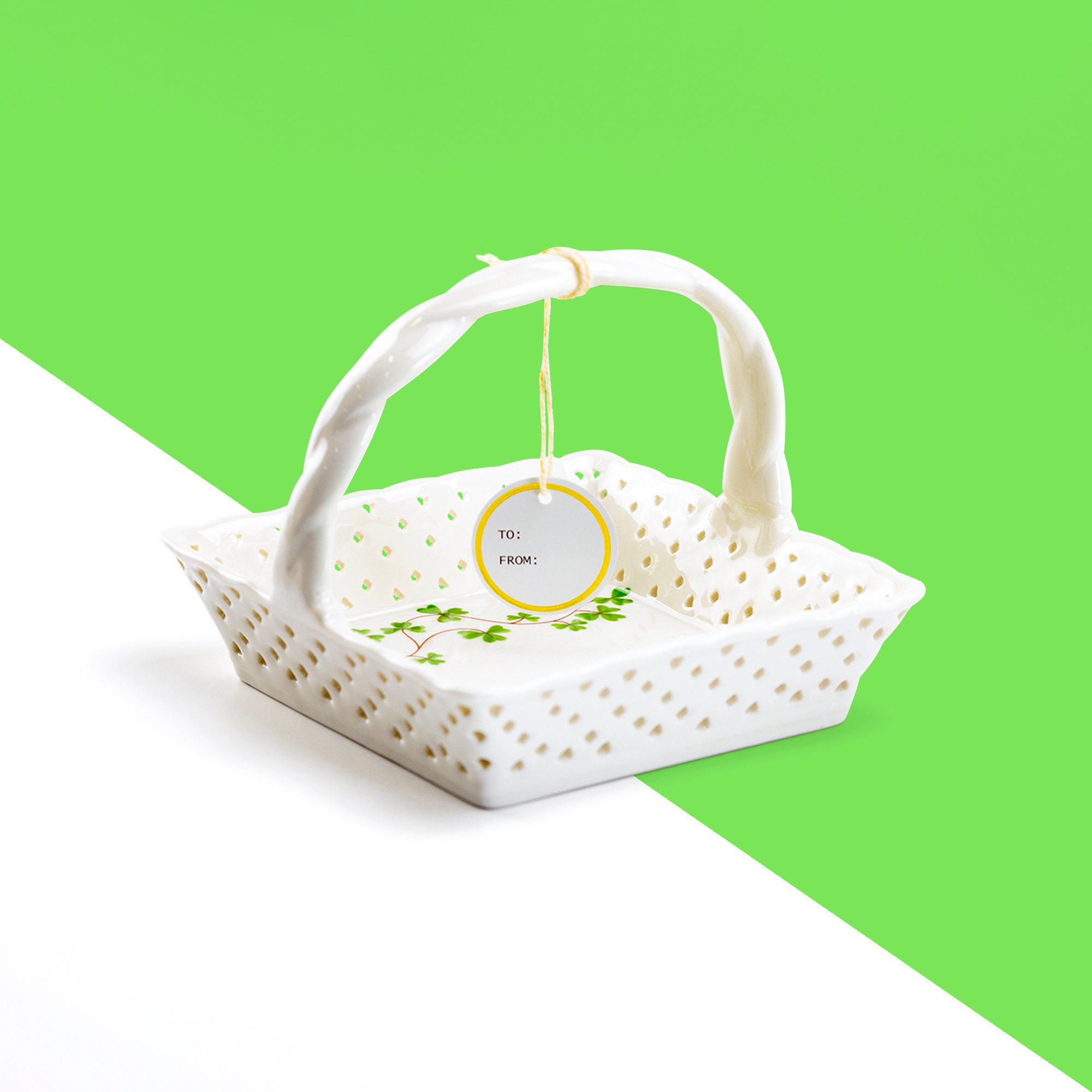 Shamrock 5 Fine Porcelain Tea Bag Basket Grace Teaware Etsy