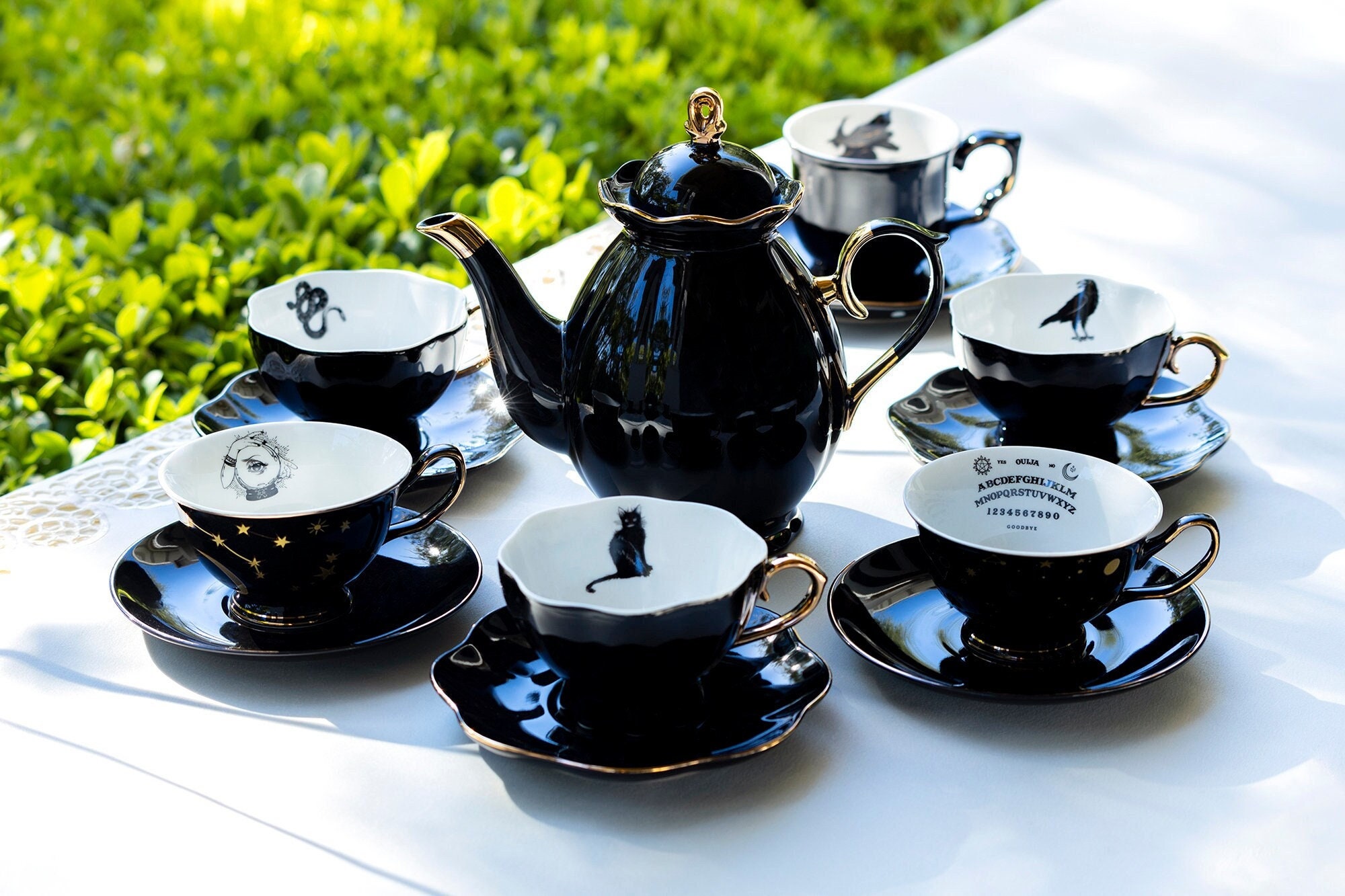 Mind Reader Coffee/Tea Warmer Set With Ceramic Mug, Black
