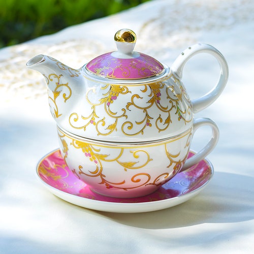 Rosebud Fine Porcelain Tea for One Set Grace Teaware Etsy