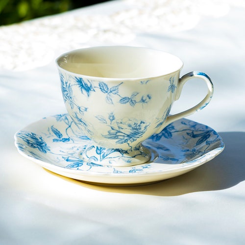 Blue Rose Toile Fine Porcelain 11piece Tea Set 1 Teapot 1 Etsy