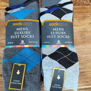 Mens Luxury Suit Socks 6 Pairs size 6 -11