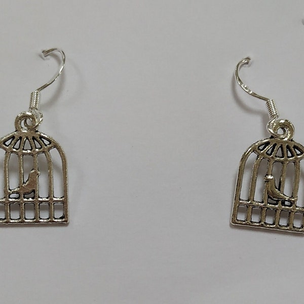 Boucles d'oreilles cage à oiseaux, crochets en argent 925, boucles d'oreilles fantaisie pour l'été