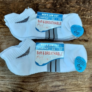 Men Trainer Cushioned Trainer Socks No Show 6 Pairs size 6 -11 White