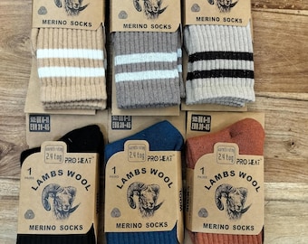 Mens Merino Sports Socks Striped 2.4 tog Thermal Size 6-11
