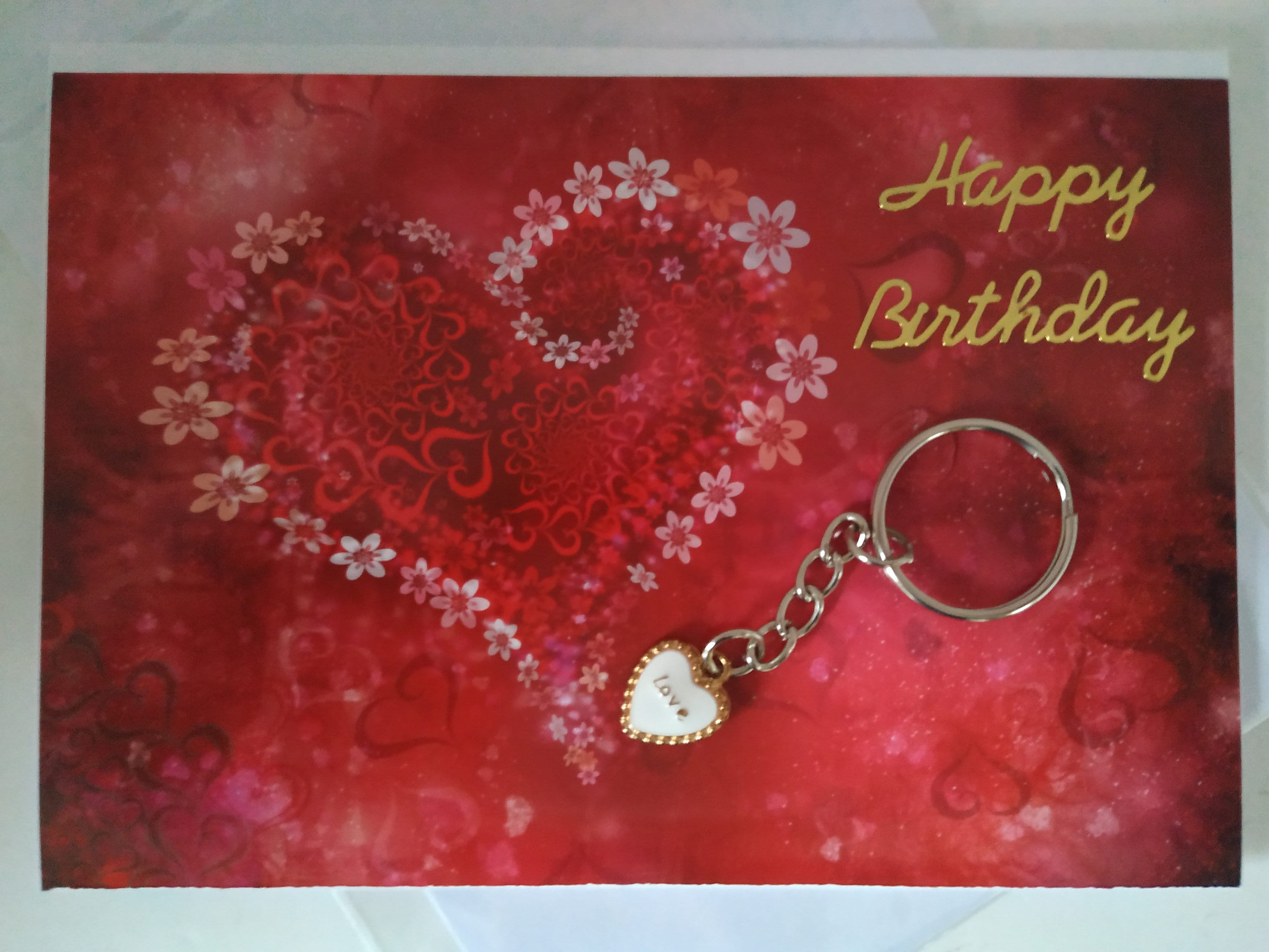 Love Heart Birthday Card White Flowers Red Hearts With a Love White ...