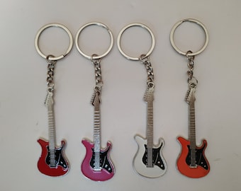 Electric Guitars Red Orange pink White Keyrings keychains