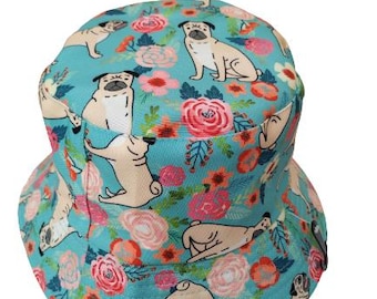 Dog Sun Shade Garden Hat reversible  One size 100% Cotton Moisture Wicking Breathable