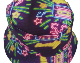 Neon 90s Retro Bucket hat reversible Unisex One size