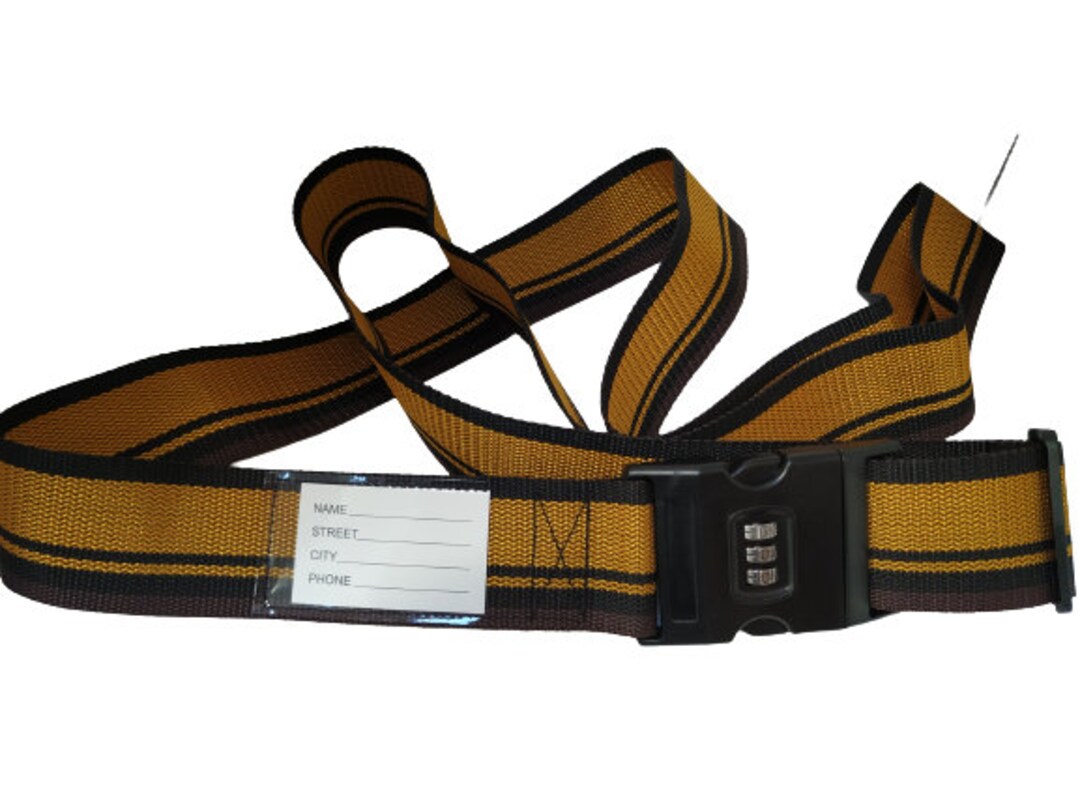 Gold Brown Personal Name Tag Luggage Strap With 3 Digits Etsy