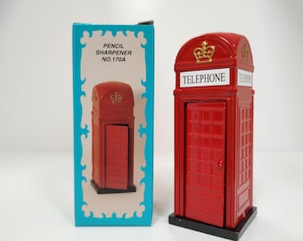 New Red Telephone Box Pencil sharpener metal die cast miniature display collectors model collectible with Box