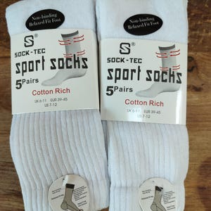 Mens Sports Socks 10 Pairs Size 6-11 White