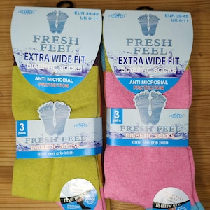 Extra Wide Fit Diabetic socks mens 6 Pairs size 6 -11 colourful