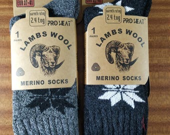 Damen Merino Lammwolle Mischung Schwarz Grau Socken 2 Paar Gr. 4-39