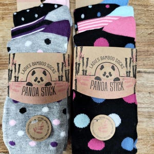 Meias de bambu respiráveis Panda Stick até o tornozelo, 6 pares, tamanho 4-8