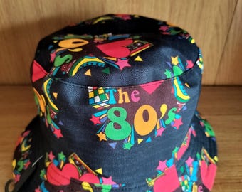 I Love The 80s Bucket hat reversible black Unisex One size Birthday party promotion