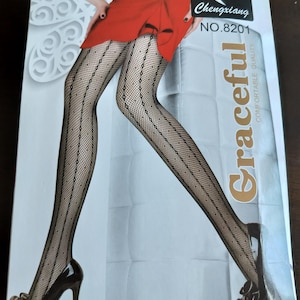 Noughts and Crosses Design Fishnet Tights Black