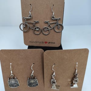 Microscope Birthday Cake Bike Earrings Novelty Hooks Dangle Drop