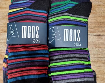 Mens Summer Suit Socks Striped 6 Pairs