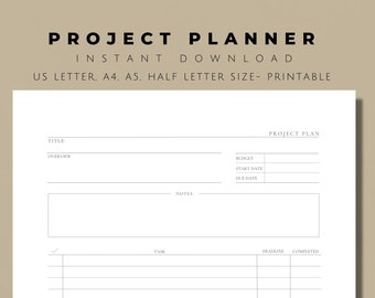 Project Planner PDF Download Project Planning Template Project Template Download Printable Instant Download Productivity Tracker