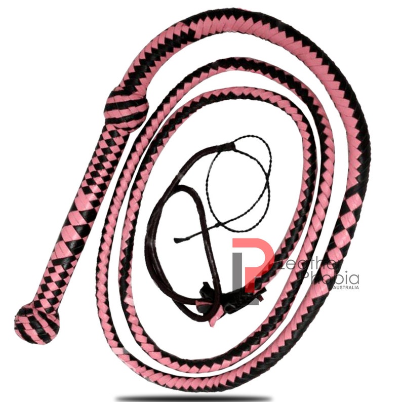 thumbnail image 2 of Leather Phobia 4ft Black Cowhide Bull Whip – 12 Plaits, Handmade Riding Crop 2 of 3
