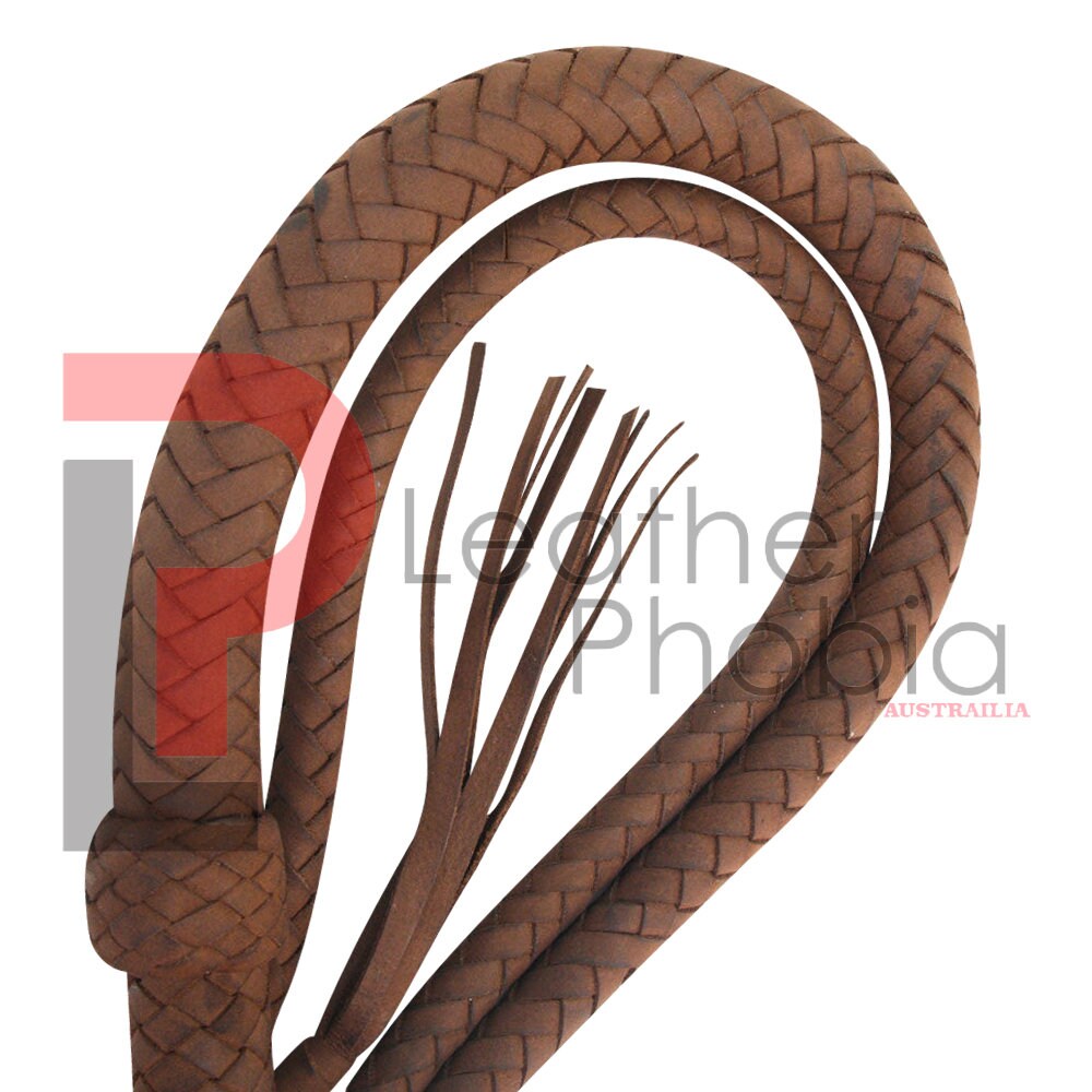 8ft Long Rope Core Bullwhip With Belt Holder Chocolate Brown Whips For