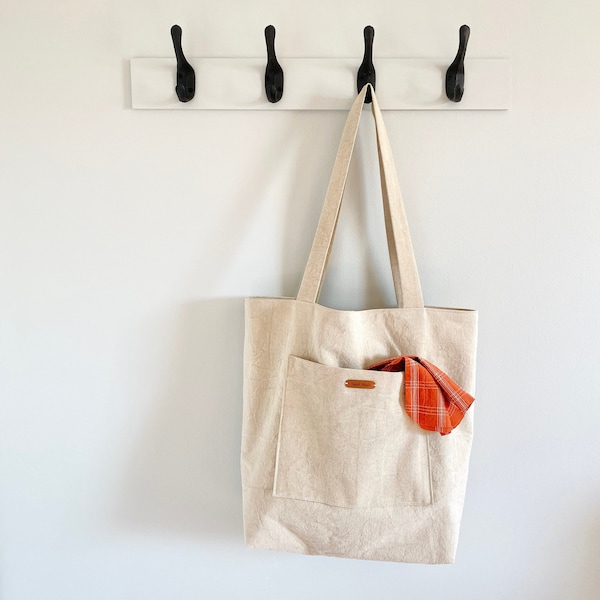 Handmade Market Bag with Pockets // Tote Bag // Reusable Grocery Bag