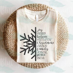 Copo de Nieve de Navidad / Alegría, Alegre, Creer, Muérdago, Amigos de la Familia, Alegre, Paz, Nieve / SVG / Cricut Cut Files / Silueta Cut File