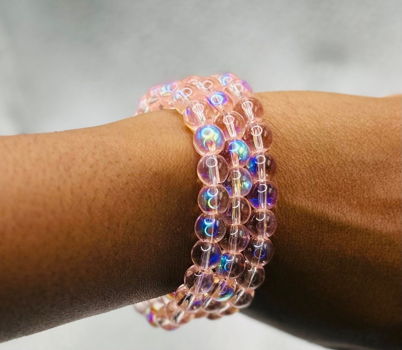Large Iridescent Beads Wristlet