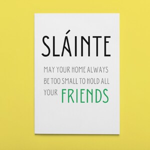 Irish Friendship Toast Canvas Gallery Wrap / Irish Wall Decor / Irish Toast / Irish Proverb /May Your Home Be Too Small for All Your Friends