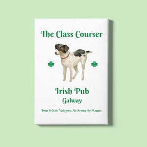 The Class Courser Irish Pub Gallery Wrapped Canvas/Galway Ireland/Irish Pub Wall Art/Irish Gaelic Shamrock/Dog Lover Pub /Irish Pub Bar Gift
