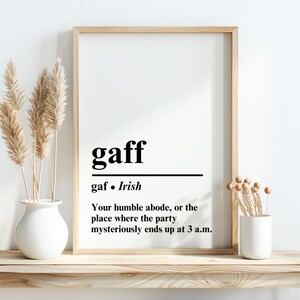 Gaff Irish Print, Irish Saying, Irish Wall Art, Irish Decor, Irish Slang, Irish Print, Ireland Print, Irish Decor, Ireland Poster