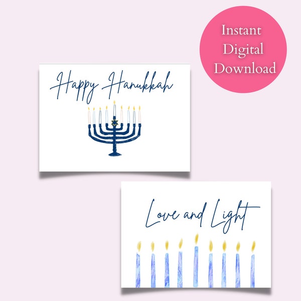 Pintable Cards - Hanukkah Card - INSTANT DOWNLOAD