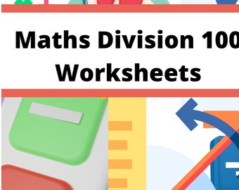 Math Worksheet Printable for Kids 100-999. Division- 100 Pages Worksheet.Instant Download.