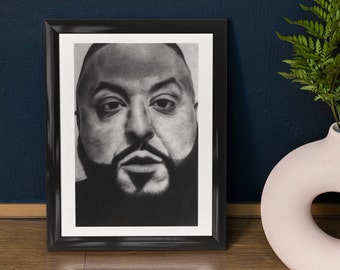 Dj Khaled Portrait | Fine Art Print | Charcoal Drawing