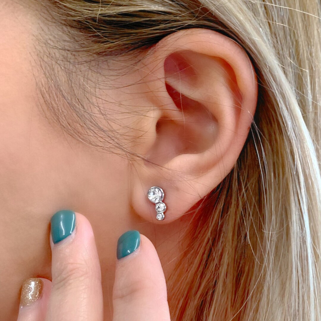 Dyrberg Kern Silver Swarovski Crystal Stud Earrings, Swarovski