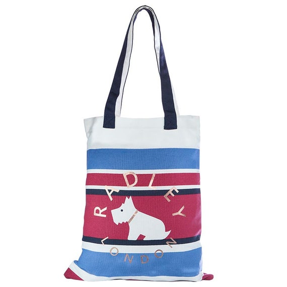 Radley Hampstead Shopping Tote Bag Cotton Red Blue Radley Bag Etsy