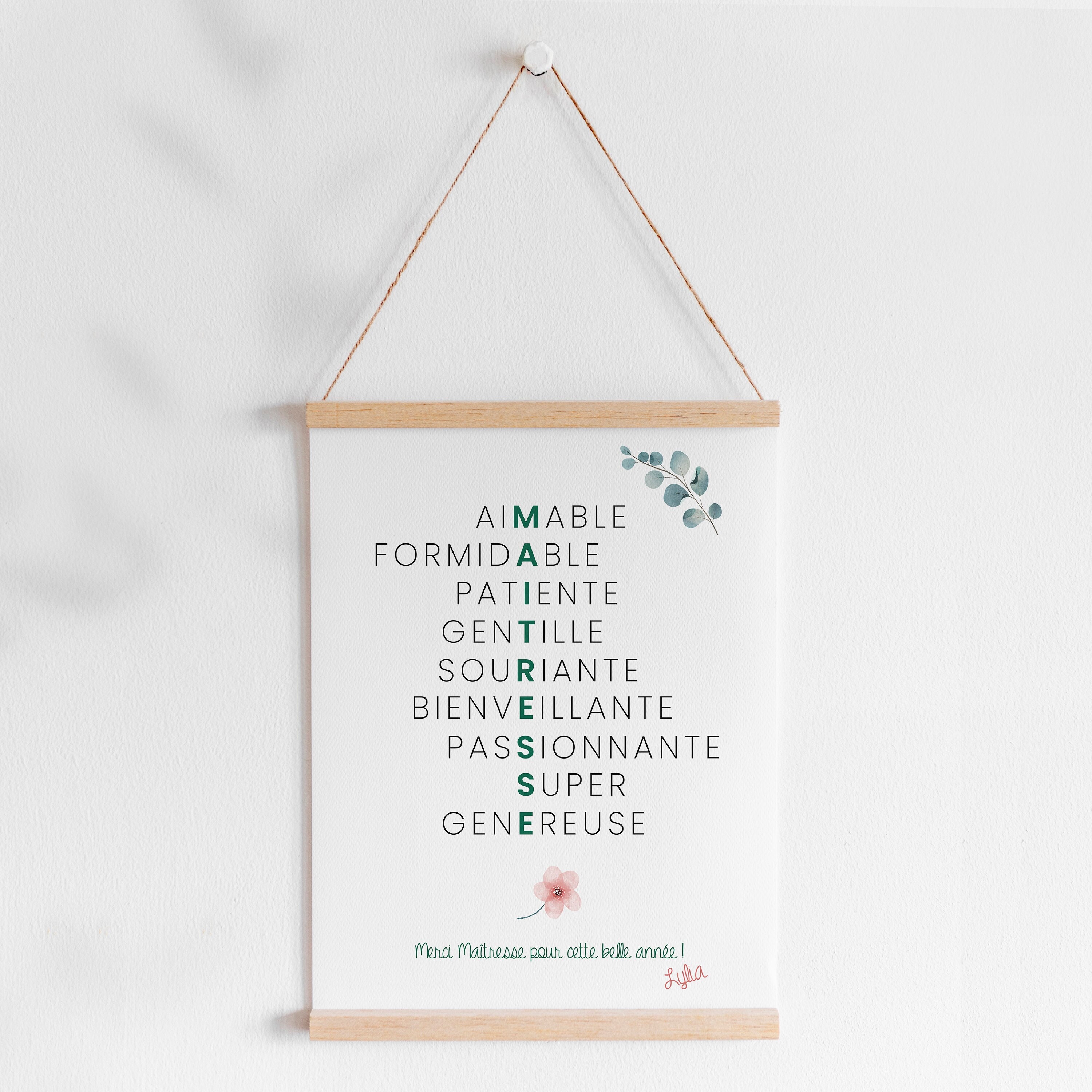 Affiche Maîtresse - Affiche Personnalisée Cadeau à Offrir