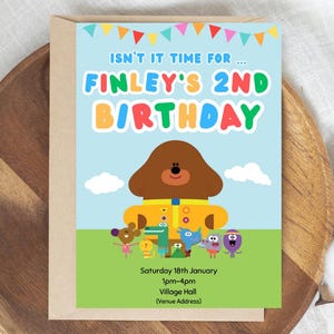 Canva-sjabloon voor aanpasbare Hey Duggee-uitnodiging