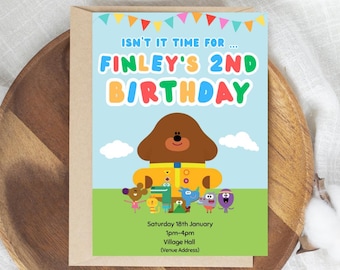 Hey Duggee Customisable Invitation Canva Template