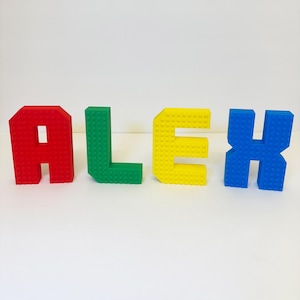 Brick Name Letter Personalized Custom Name Plate Sign Game Room Nursery Birthday Cake Topper Gift