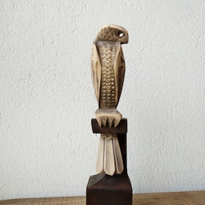 Wooden falkon figurine, statue home decor, wood carving, wooden figure, Carved Wood Statue, handmade figurine, wood sculpture