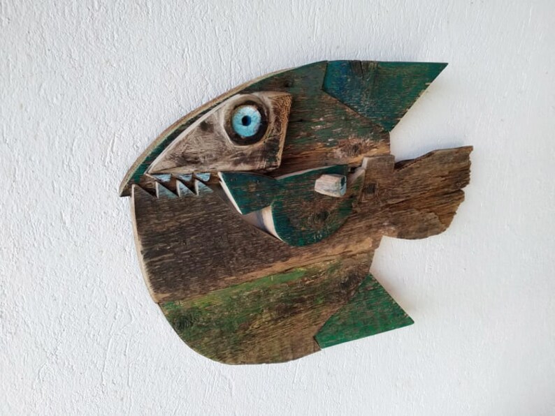 Wooden Fish for the Wall Fish Art Rustic Wood Fish Wooden Etsy