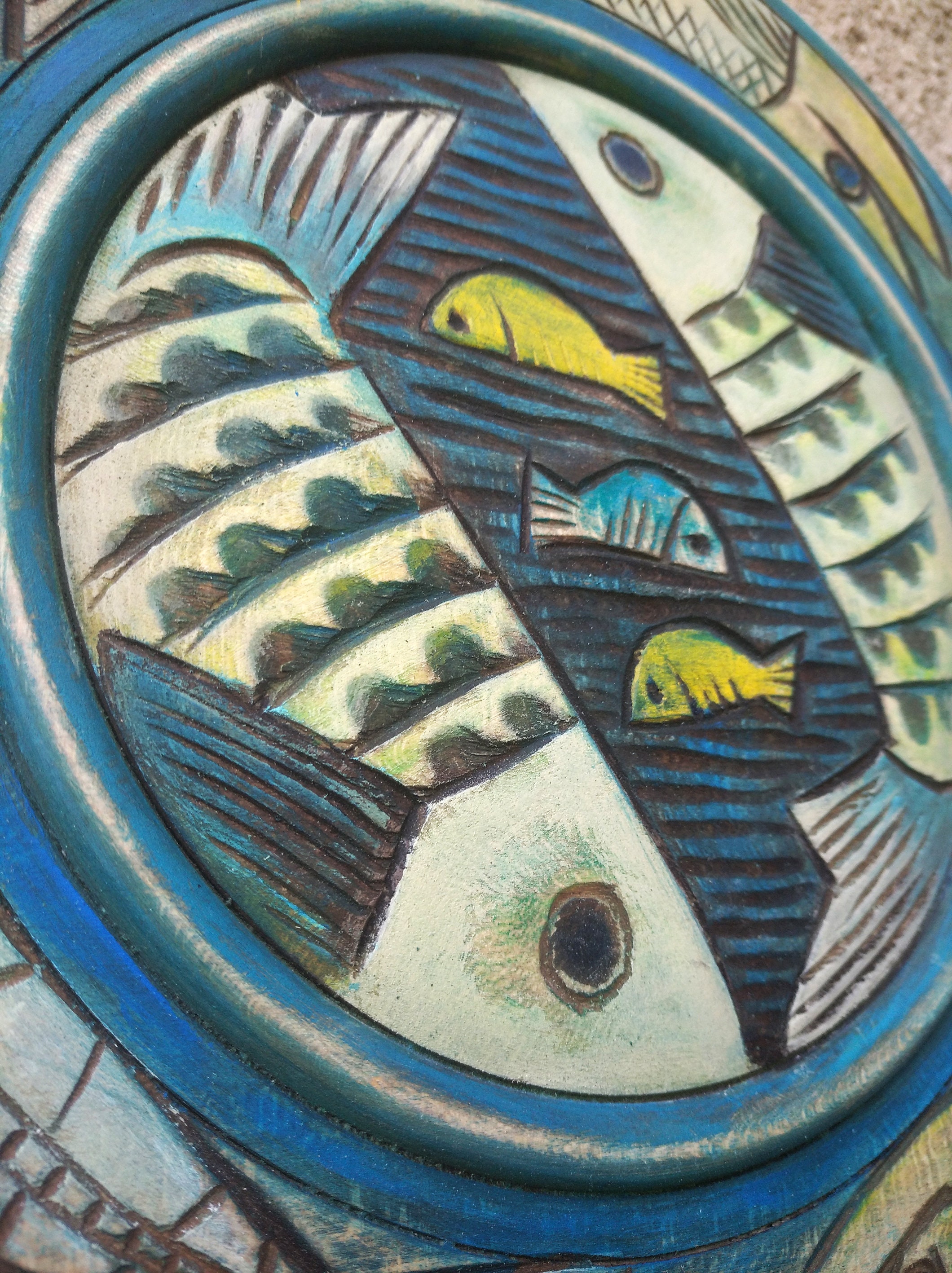 Wood Plate With Fishes, Wooden Decoration ,wall Hanging Plate,hand