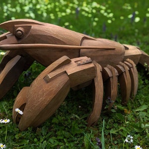 Wooden Crayfish Figurine, Statue Home Décor, Wood Carving, Wooden Figure ,Carved Wood Statue, Handmade Figurine, Wood Sculpture