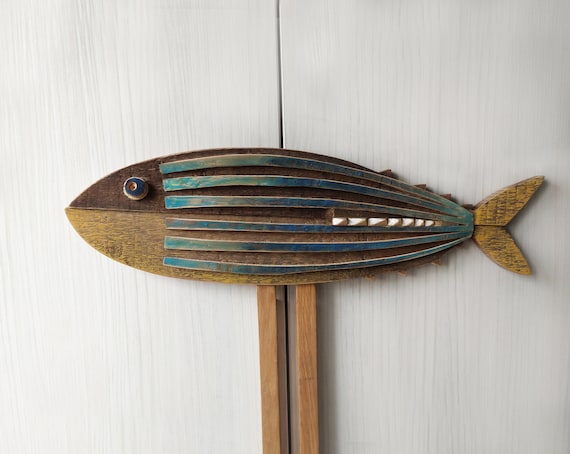 Wooden Fish Relief, Wooden Hanging Fish, Carving Wood Decor , Hand