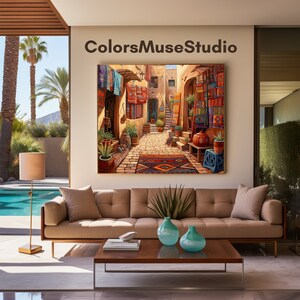 PRINTABLE paint Traditional Moroccan alley wall decoration Digital Product Downloadable Moroccan painting Boho Decor Morocco Png image 6