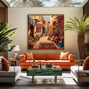 PRINTABLE paint Traditional Moroccan alley wall decoration Digital Product Downloadable Moroccan painting Boho Decor Morocco Png image 2