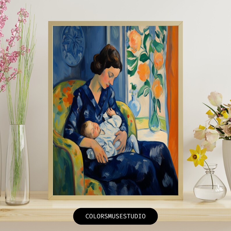 Digital Art Print: Mother's Day Gift in Matisse style Vintage Style Home Decor Printable art, Matisse Poster Printable Vintage Art Prints image 2