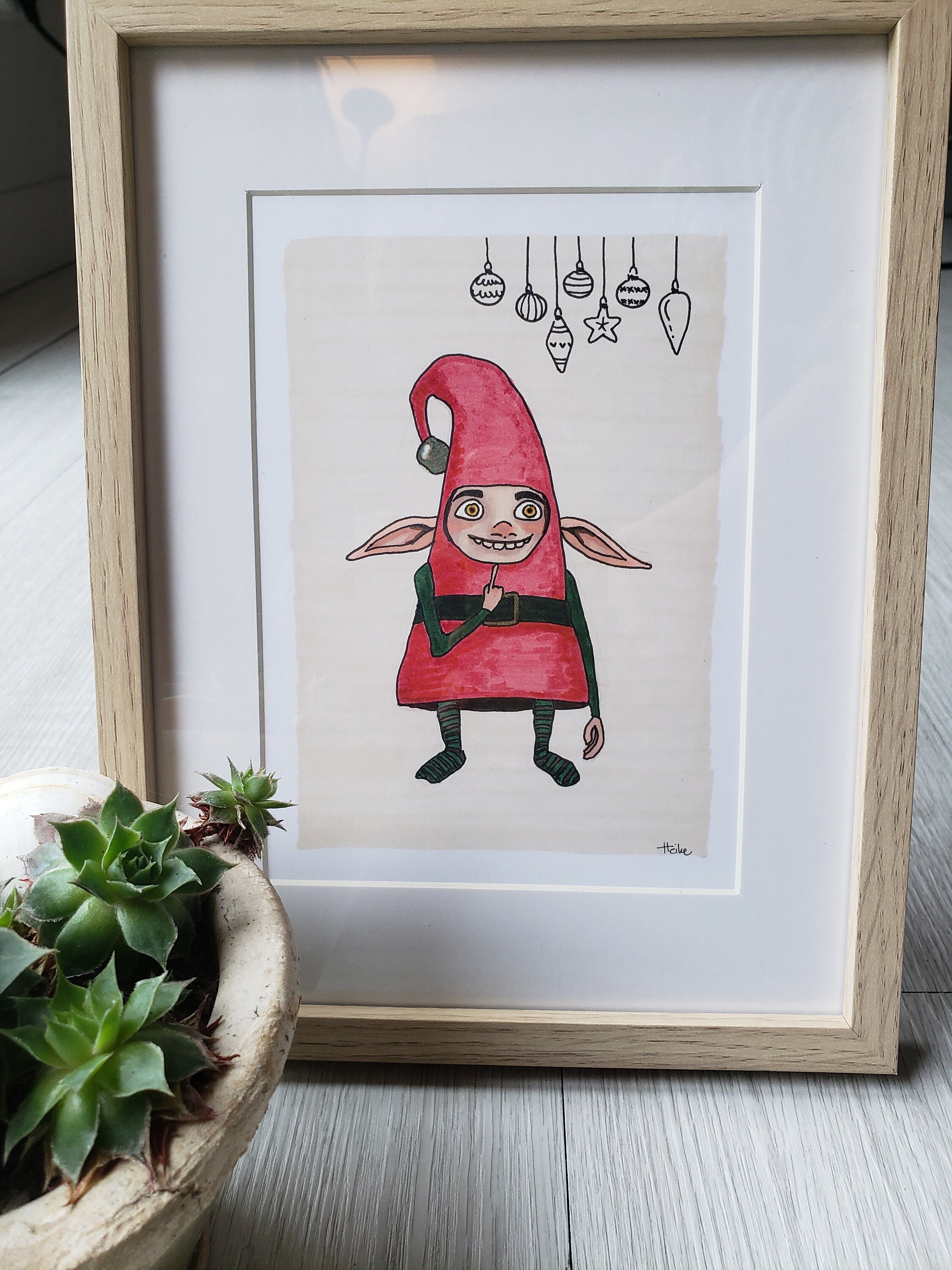 Peinture Originale Encadrée d'un Elfe Du Film Les Cinq Légendes - Original Framed Painting Of An The